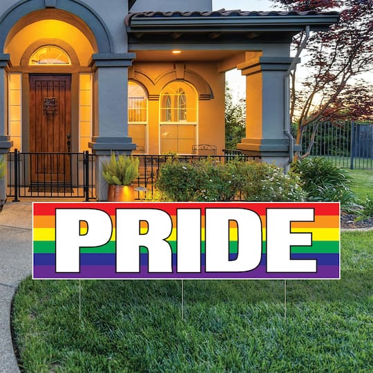 Beistle 11.75" x 47" Pride Plastic Jumbo Tri-Fold Yard Sign